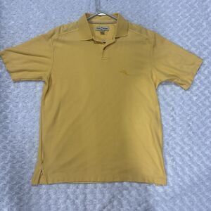 Tommy Bahama Polo Shirt Men's Medium YellowCotton Poly Golf Collared Embroidered